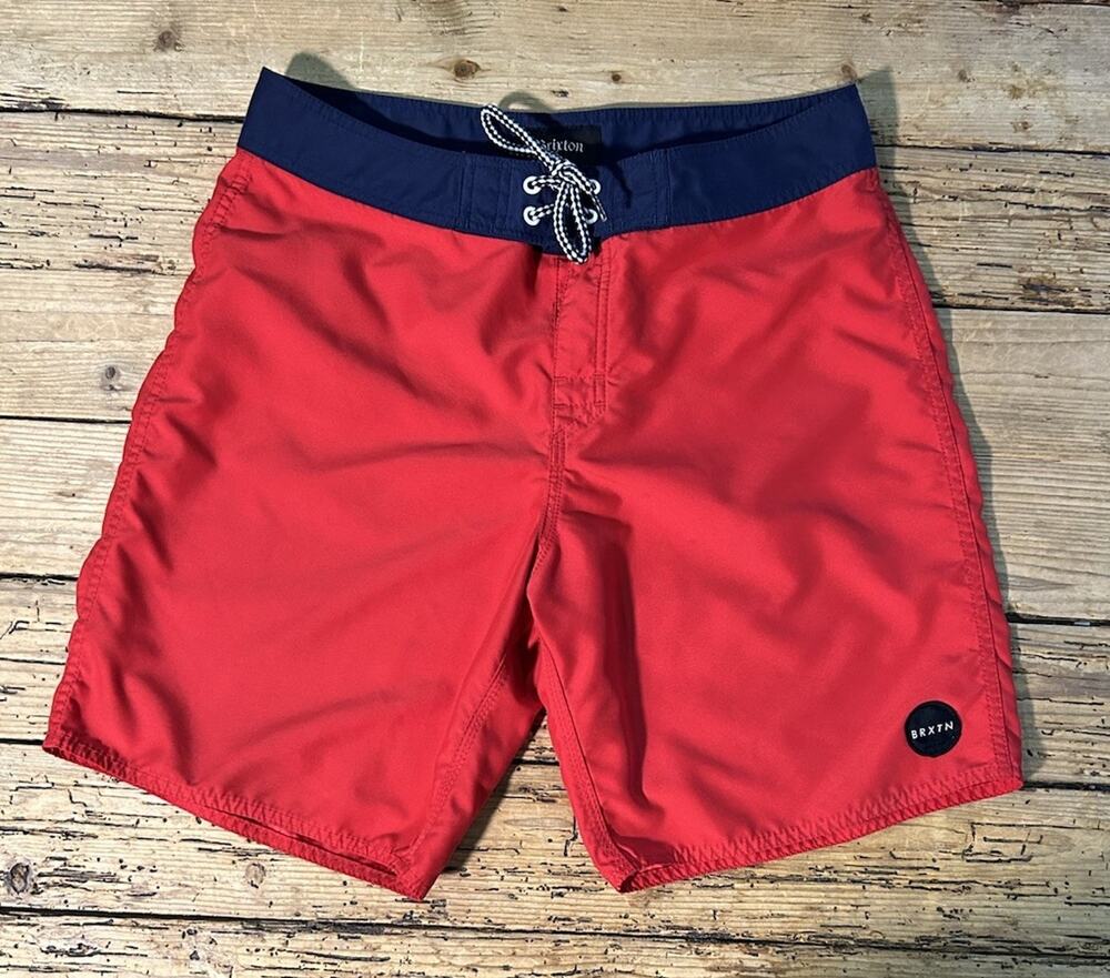 Brixton Men’s Size 32 Red Colorblock Swim Shorts